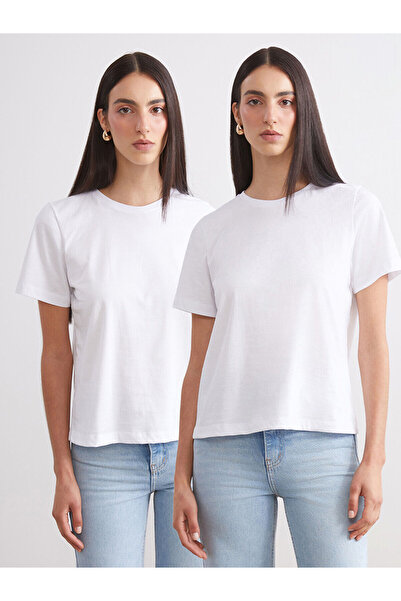 LC Waikiki Nevavm 100% Cotton Women's T-Shirt with a Difference, Pack of 2