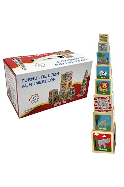 OEM Montessori educational cubes with shapes, numbers and animals, multicolor wood