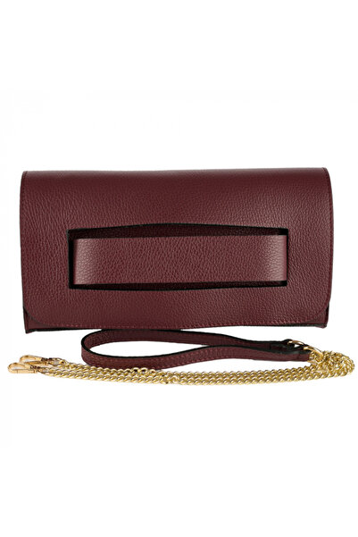 AZZURA Isolde bag, burgundy leather with gold metal accessories