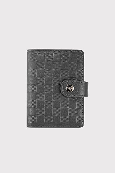 Garbalia Beijing Genuine Leather Unisex Antresite Black Card Holder Wallet with Plenty of Card Holders and External Flap