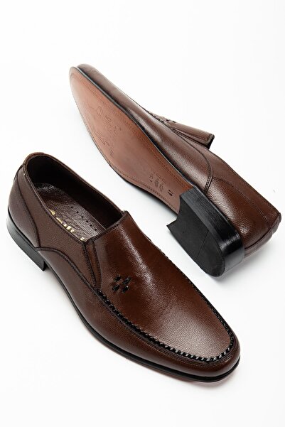 Dilimler Ayakkabı Ανδρικά κλασικά παπούτσια από γνήσιο δέρμα καφέ με με ρέλι όψεις