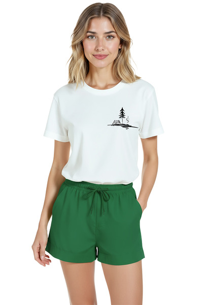 Color Luxe Women's White Relaxed Fit 100% Cotton T-Shirt – Watercolor Camping...