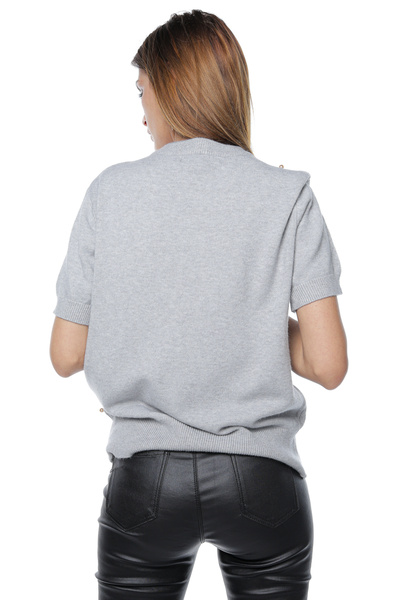 Jolenttine Pearl Sweater with Cashmere and Wool, Gray