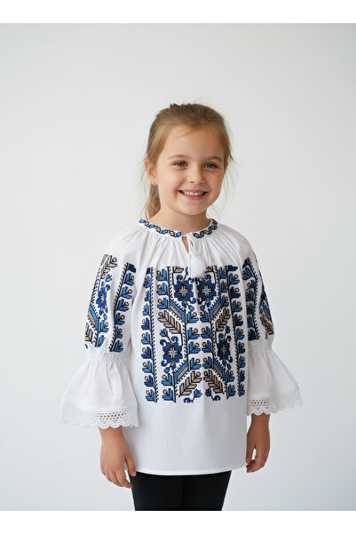 KidsMagazin Ie pentru fete cu model floral albastru