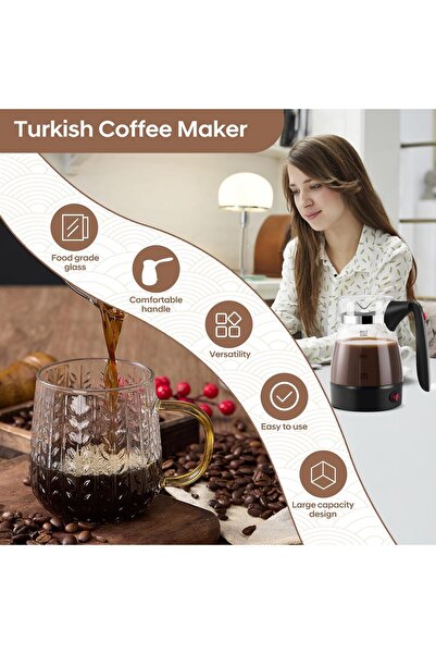 Bonjour Turkish Portable Coffee Maker Electric Glass Turkish Coffee Machine with Foldable Handle