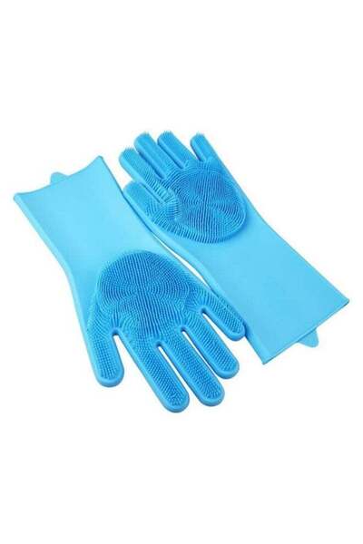 Generic قفازات غسيل الأطباق المتينة المقاومة للماء باللون الأزرق 300 جرام