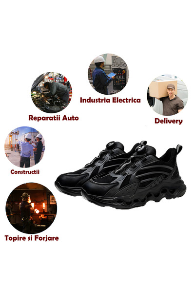 Safedy – Safety shoes without laces, metal toe, Kevlar sole, black