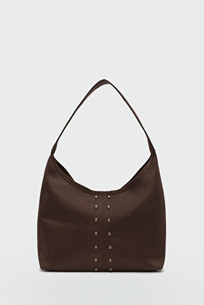 Tandi Bags Bery Stone Suede Shoulder Bag Brown