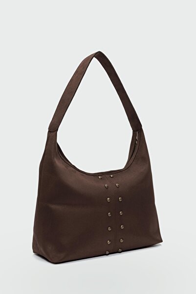 Tandi Bags Bery Stone Suede Shoulder Bag Brown