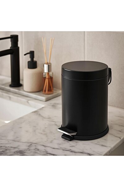 Zethome Stainless Steel Lid Bathroom Trash Can Office Trash Can 3 Lt Black