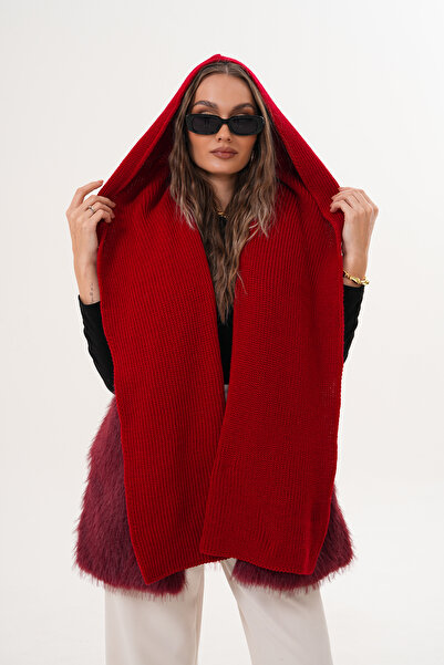 Ritagarcia Şal tricotat cu detaliu cu glugă |   Tendință în eșarfe cu glugă