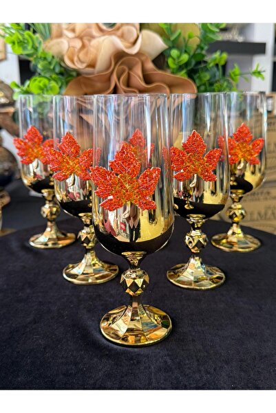 Bohemia Crystal Leaf Bronze-Tone Titanium Plated Brown or Water Glass Cup 180 ml