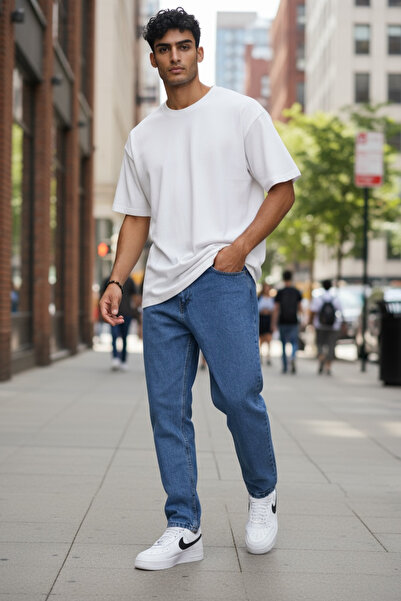 dehaine Men's BAGGY jeans, light blue, simple model, 115