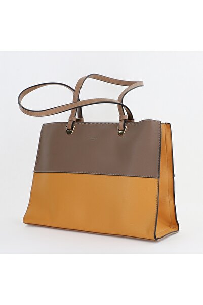 David Jones Geantă office damă din piele ecologică maro trei compartimente BS...