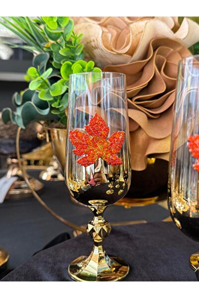 Bohemia Crystal Leaf Bronze-Tone Titanium Plated Brown or Water Glass Cup 180 ml