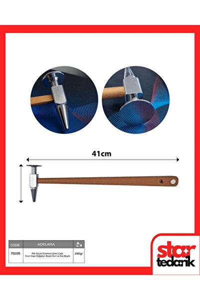 STAR PDR Boyasız Göçük Düzeltme Çekici Çelik Krom Kaplı Değişken Başlık Sivri ve Düz Başlık 275Gr