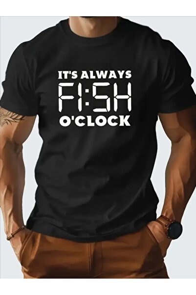 4desire.ro Tricou barbati FISH O CLOCK Ink, Classic Regular Fit, Bumbac 100%, Vegan Approved