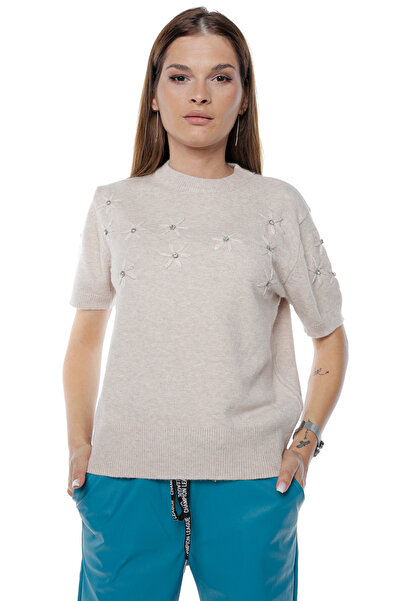 Jolenttine Shine Sweater with Cashmere and Wool, Beige