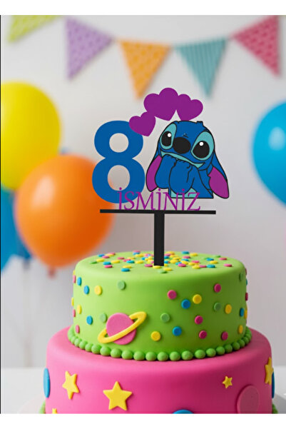 Kanem3D Stitch 8 Yaş İsimli Pasta Süsü