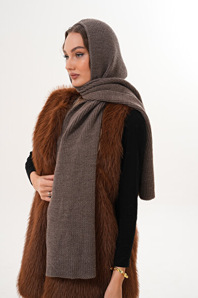 Ritagarcia Πλεκτό σάλι με λεπτομέρεια με κουκούλα |   Μοντέρνα κασκόλ με κουκούλα