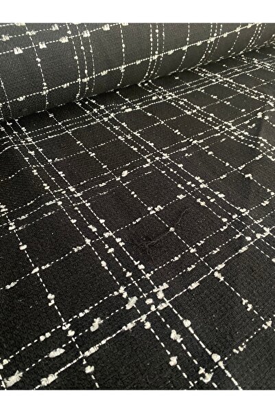 Hira Tor Tekstil Tüvit Şanel Kumaş Çift En (En 150 cm) %100 Pamuk Dokuma Kareli Siyah
