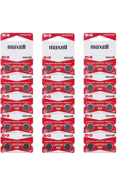 Generic بطارية ماكسيل LR1130 (189) AG10 قلوية 1.5 فولت (عبوة من 30 قطعة)