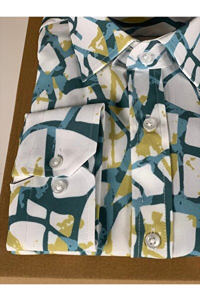 YusGos Long Sleeve Cotton Easy Iron Patterned Regular Fit Premium Men's Shirt