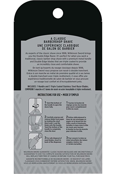 Wilkinson Sword Double-Edge Safety Razor for Men with 5 Double-Edge Blades