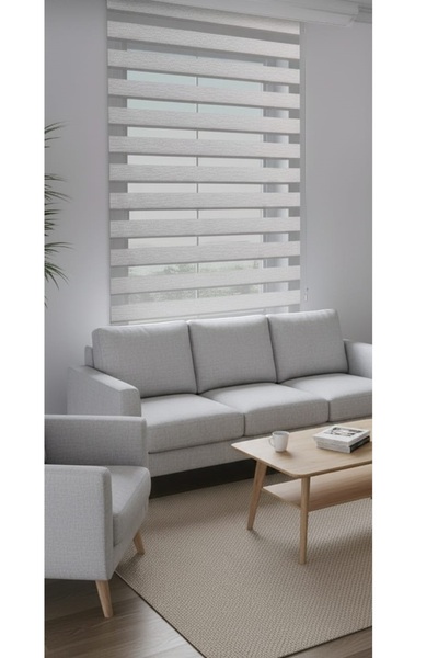 Bonperla Zebra Stor Perde Bambu Zebra Perde Güneşlik Perde 11003 Gri