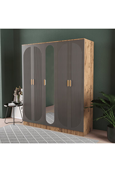 Teen & Bright SOHO 5 KAPAKLI EKO BAZALI GARDIROP - MDF KAPAK