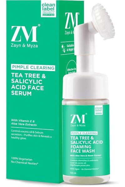Zayn & Myza غسول الوجه الرغوي من ZM بخلاصة شجرة الشاي وحمض الساليسيليك والصبا...