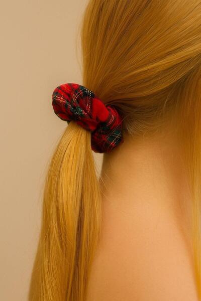 Clariss 9 cm Plaid Patterned Bagel Buckle