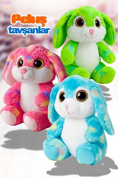 viyolmarketim 3' Lü- Sevimli Peluş Tavşan Oyuncak 25 cm – Yumuşak Oyuncak, Uy...