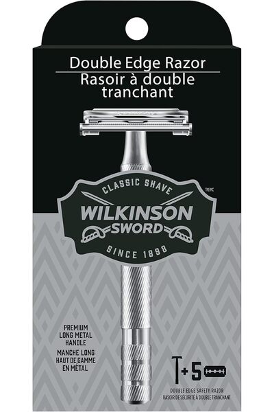 Wilkinson Sword Double-Edge Safety Razor for Men with 5 Double-Edge Blades