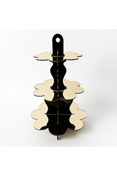 OEM Suport briose, prajituri 3 etaje demontabil din plexiglass negru cu auriu...