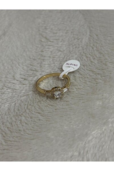 Akiha Aksesuar Small Stone Baguette Xuping Gold Ring