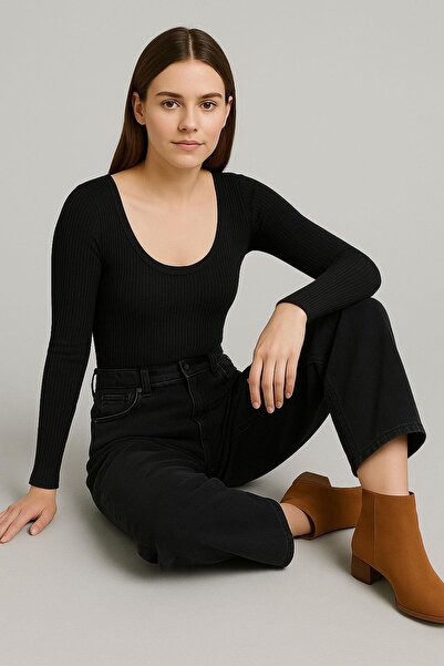 COTENCONCEPT 3 τεμάχια μπλούζα με μακρύ μανίκι και λαιμόκοψη με ραβδώσεις