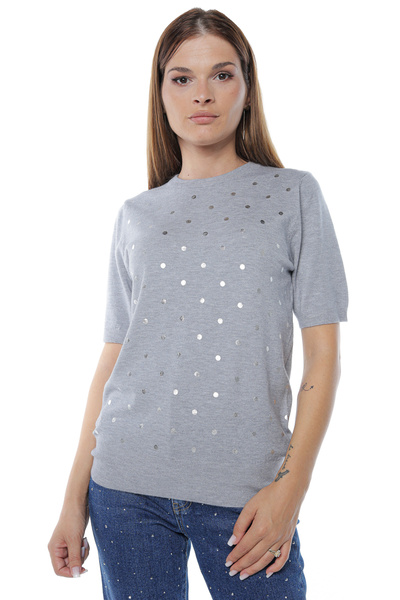 Jolenttine Bubbles Sweater with Cashmere and Wool, Gray
