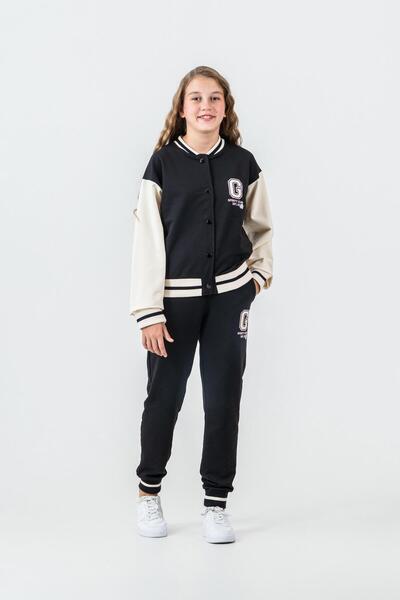 Mışıl Kids Set de trening pentru colegiu pentru fete, cu broderie în partea i...