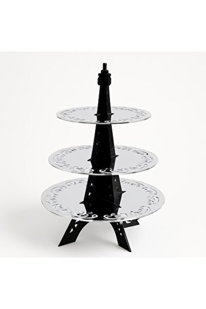 OEM Suport pentru tort și brioșe cu 3 etaje detașabile, plexiglas negru lucio...