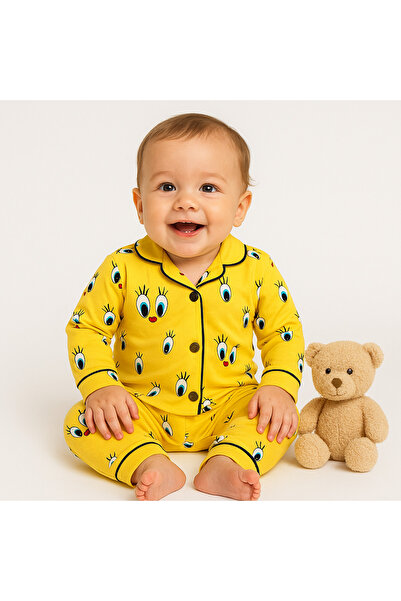 AKİ MODA KİDS Girls Boys Unisex Pajama Set Top and Bottom 2 Pieces Cotton