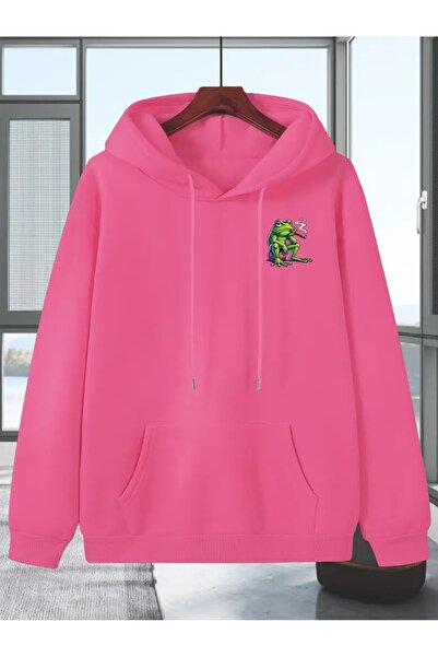 LAYORA Men's Casual Hooded Sweatshirt with Frog Graphic Print