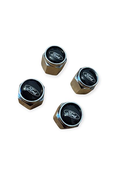 İKTUNING FORD SİYAH BEYAZ LOGOLU ALÜMİNYUM 4 ADET SİBOP KAPAK