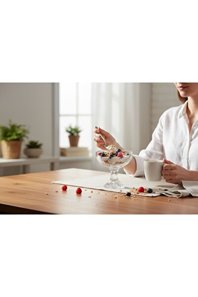 YANPA TİCARET Stylish Design 3-Piece Ice Cream, Magnolia, Milk Dessert Presentation Bowl