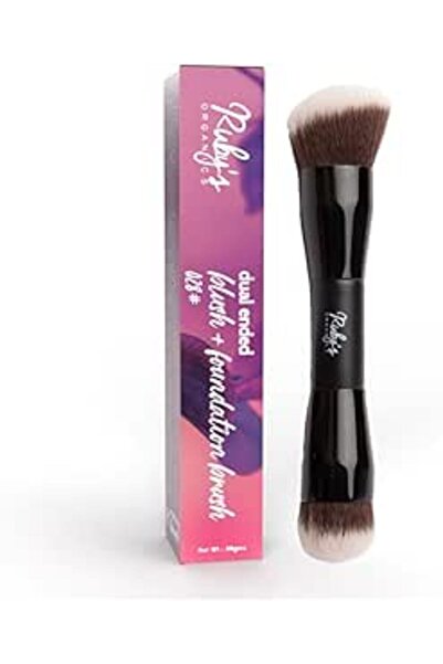 Ruby's Organics فرشاة الخدود وكريم الأساس ذات الطرفين -