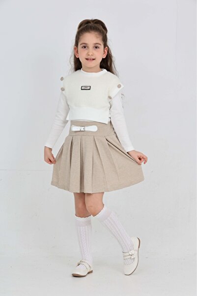 junior baby kids Triple Set, Side Buttoned Embroidered Cardigan, Body and Bel...