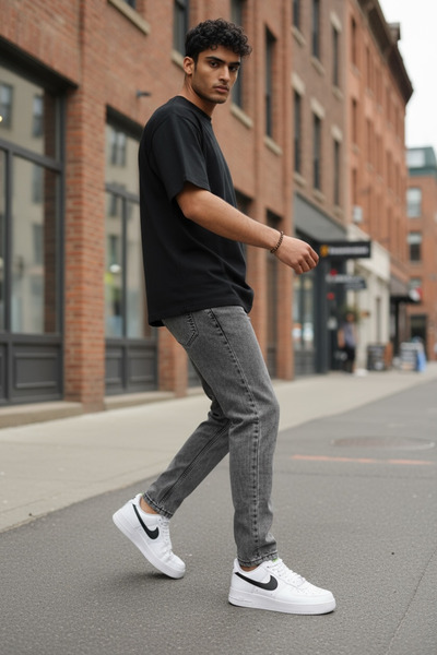 dehaine Men's Boyfriend Jeans, gray, simple pattern, 1117