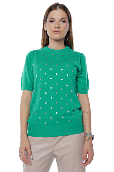 Jolenttine Pulover Bubbles cu cașmir și lână, verde