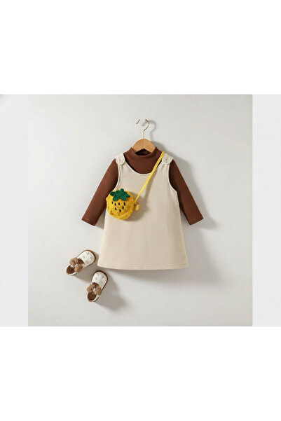 melisam.msg Kız Çocuk Badilli Peluşlu Elbise Kış Kalın Sevimli Kumaş 3Lu Takı...