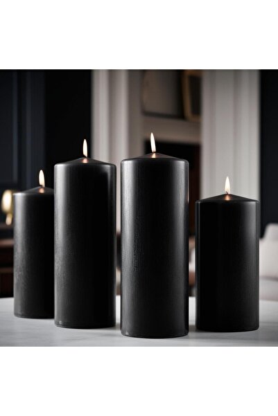 Pars Soya Parafinli Siyah 160 Saat Yanma Süreli Çap:7 Cm Boy:25 Silindir Blok Mum Cm , Dekoratif Mum